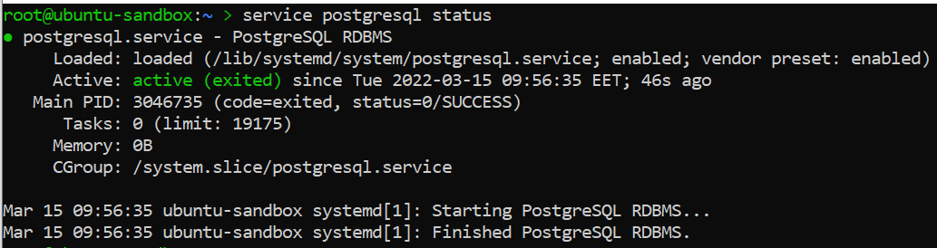PostgreSQL status