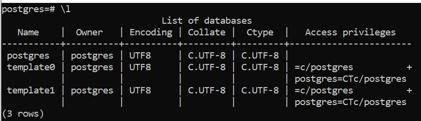 list PostgreSQL databases
