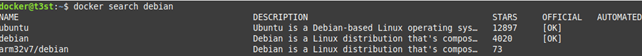 Search Docker Hub for Debian image