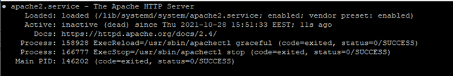 Check stopped Apache status