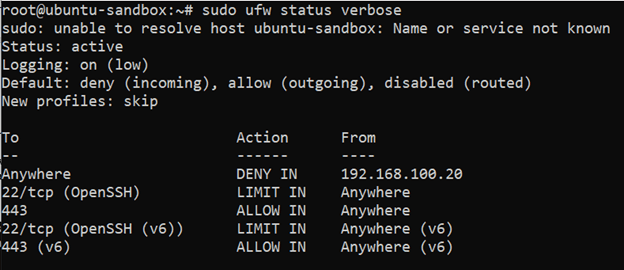 ufw status verbose