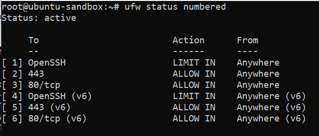 ufw status numbered
