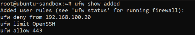 ufw show added rules