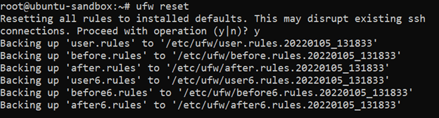 ufw rules reset