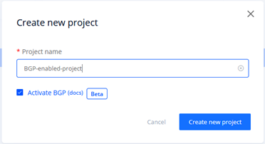 Create new BGP project