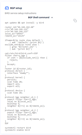 BGP routing setup script