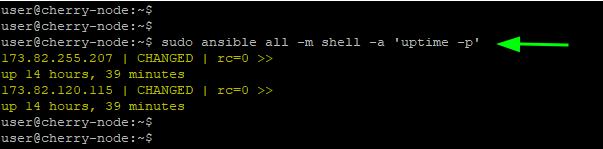 Ansible shell module check server uptime
