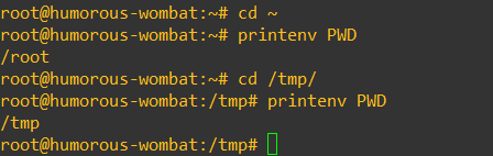 Display PWD environment variable