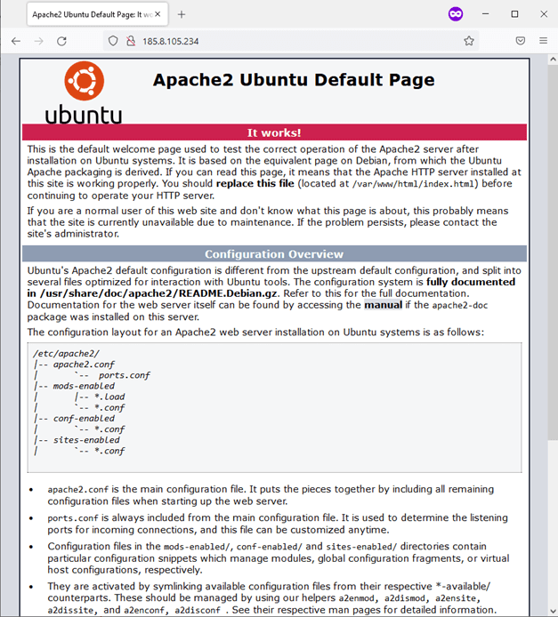 Apache 2 web server test