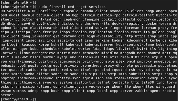 firewall-cmd --get-services