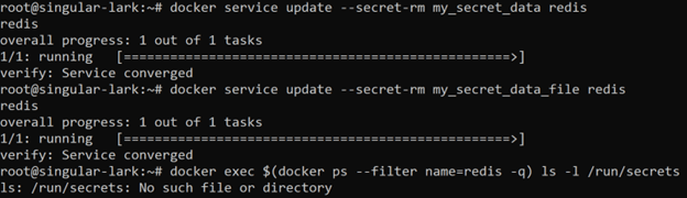 docker secret update --secret-rm