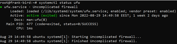 systemctl status ufw