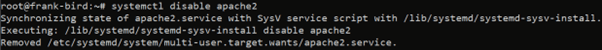 systemctl disable apache2