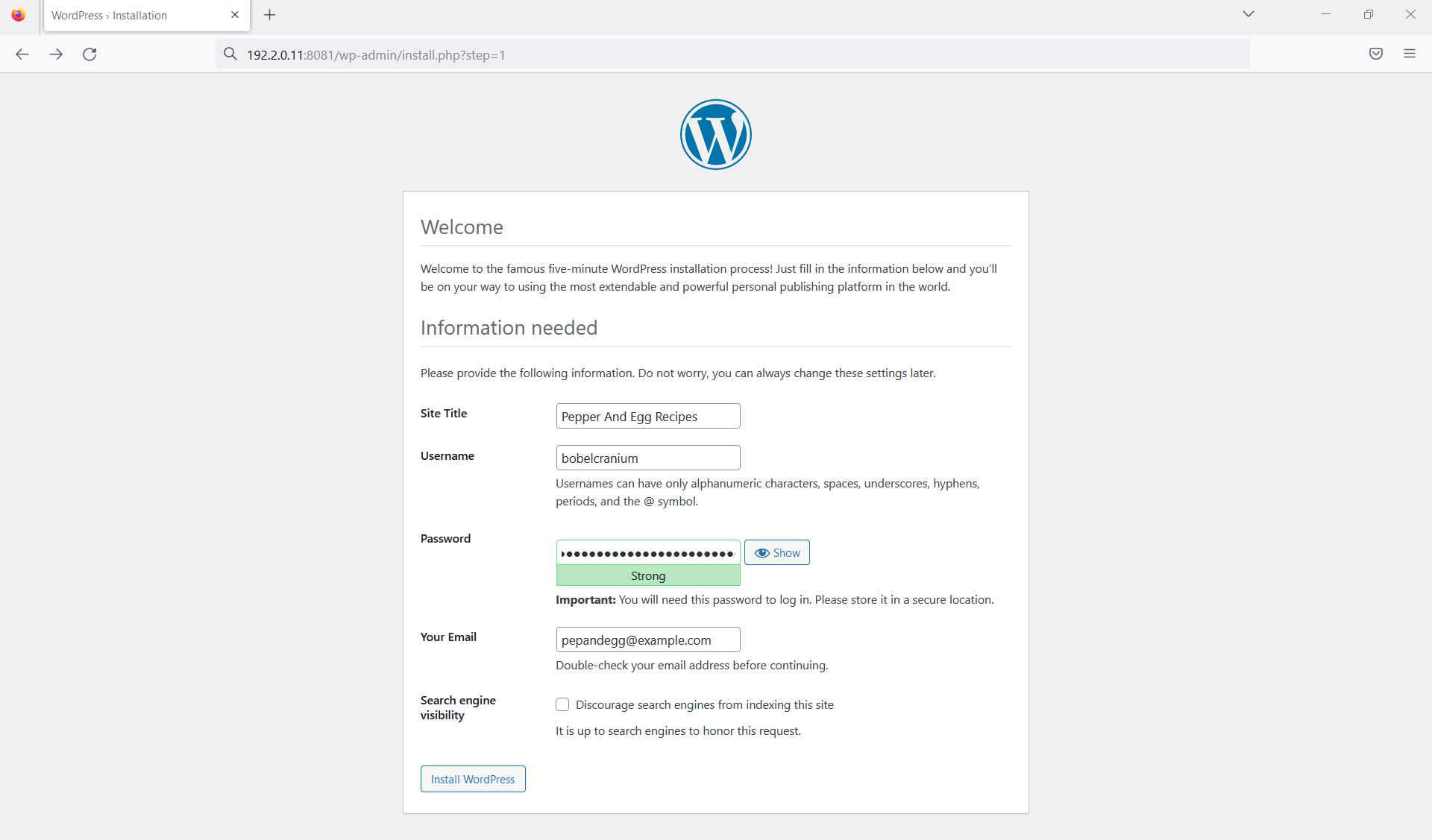 Access running WordPress application