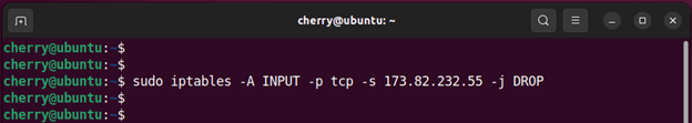 Block traffic from an IP address