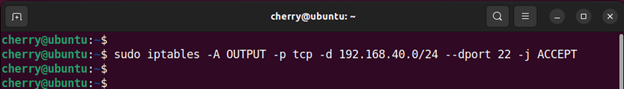 Allow outbound SSH connections to an IP range