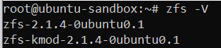 zfs -V