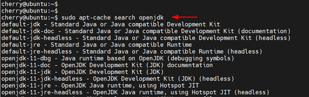 apt-cache search openjdk