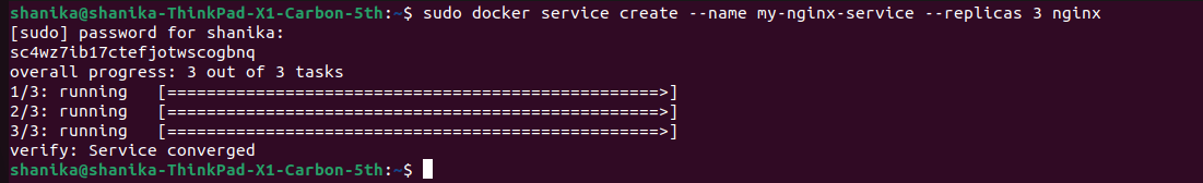Create Docker swarm service