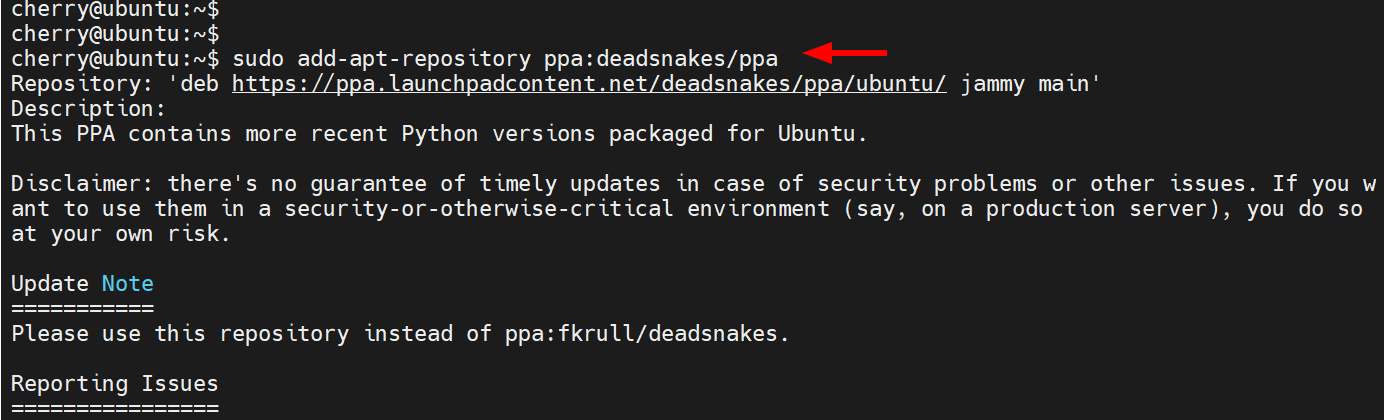Add Python deadsnakes repository