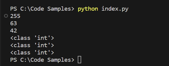 use eval() to convert non-decimal str to int example