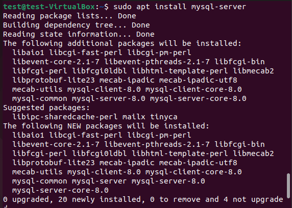 install mysql server example