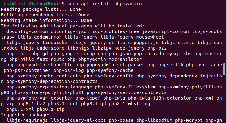 install phpmyadmin example