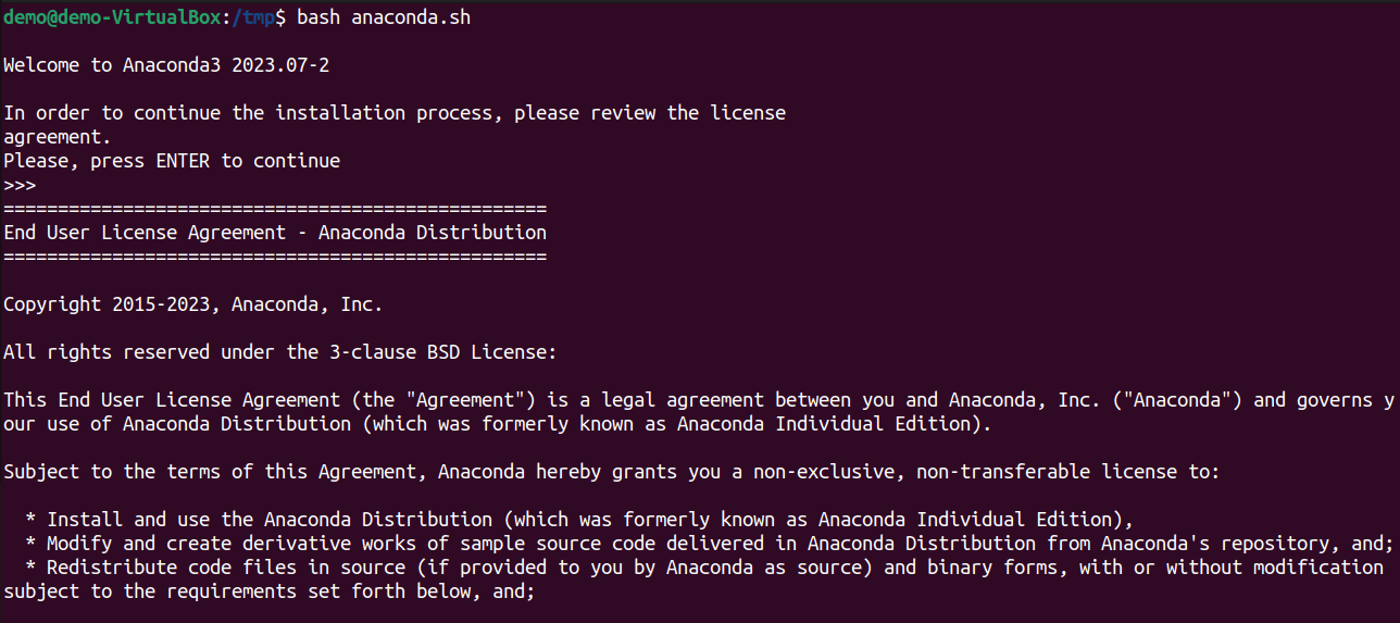 Run the Anaconda installer script