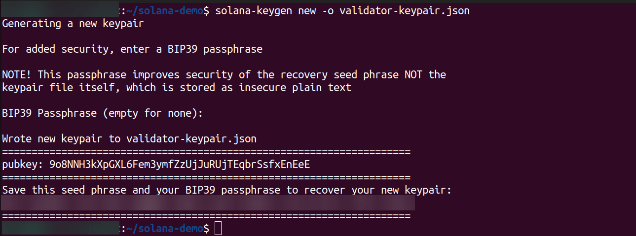Generate a validator keypair