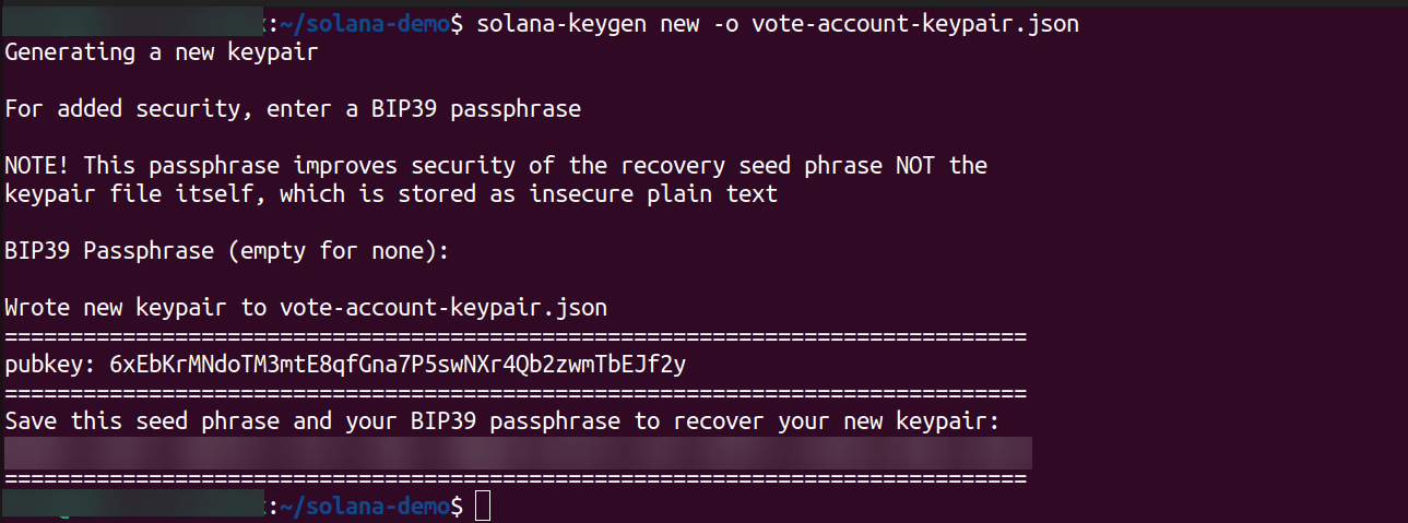 Generate a vote account keypair