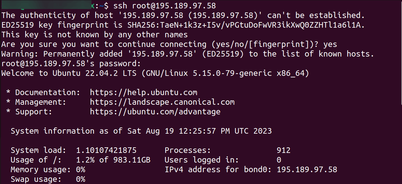 SSH into the virtual machine