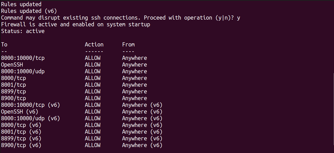 Update firewall