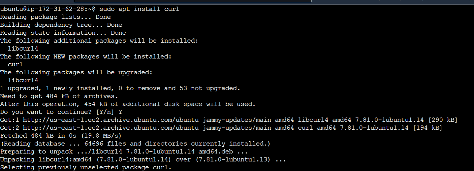 Installing curl utility