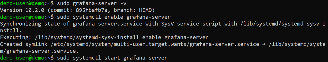 Start Grafana service