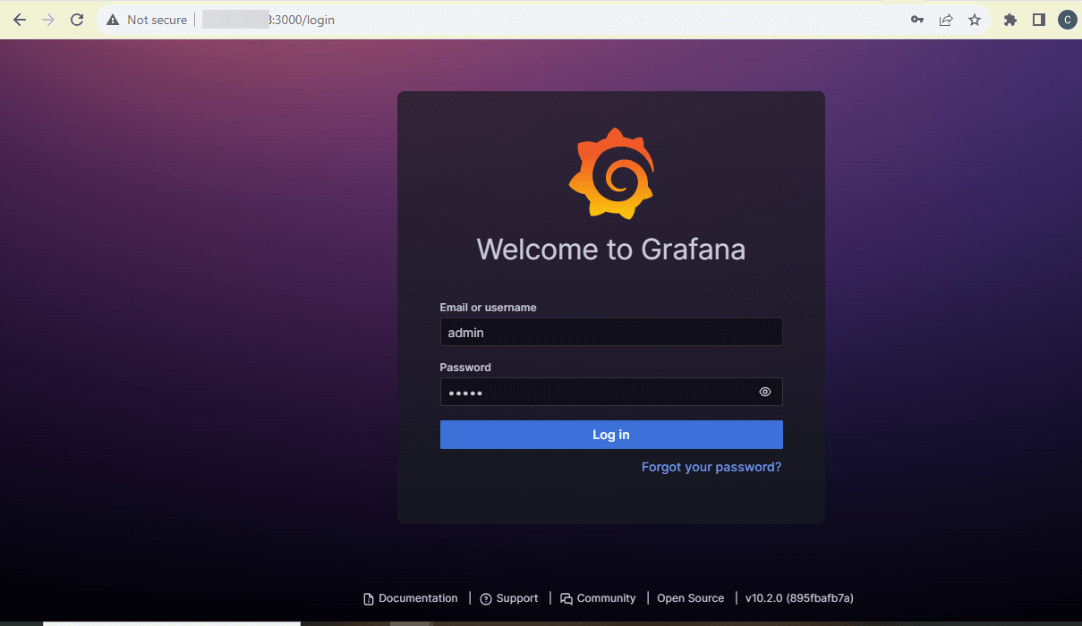 Access Grafana web interface