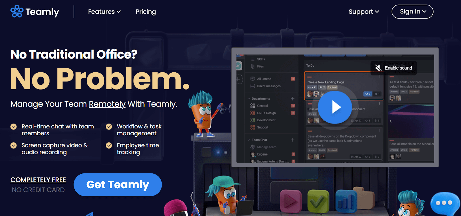 Teamly homepage screenshot