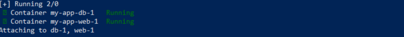 Compose up command output