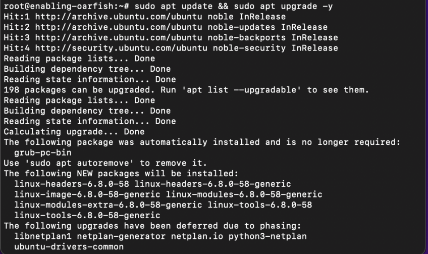 Update and upgrade system