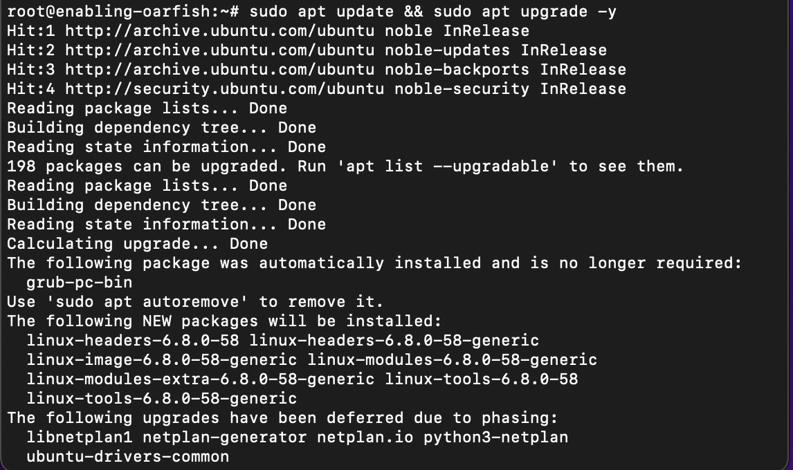Update and upgrade system