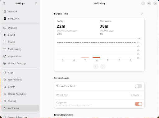 Ubuntu 25.04 Well-being feature