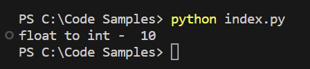 convert float to int using int() constructor example