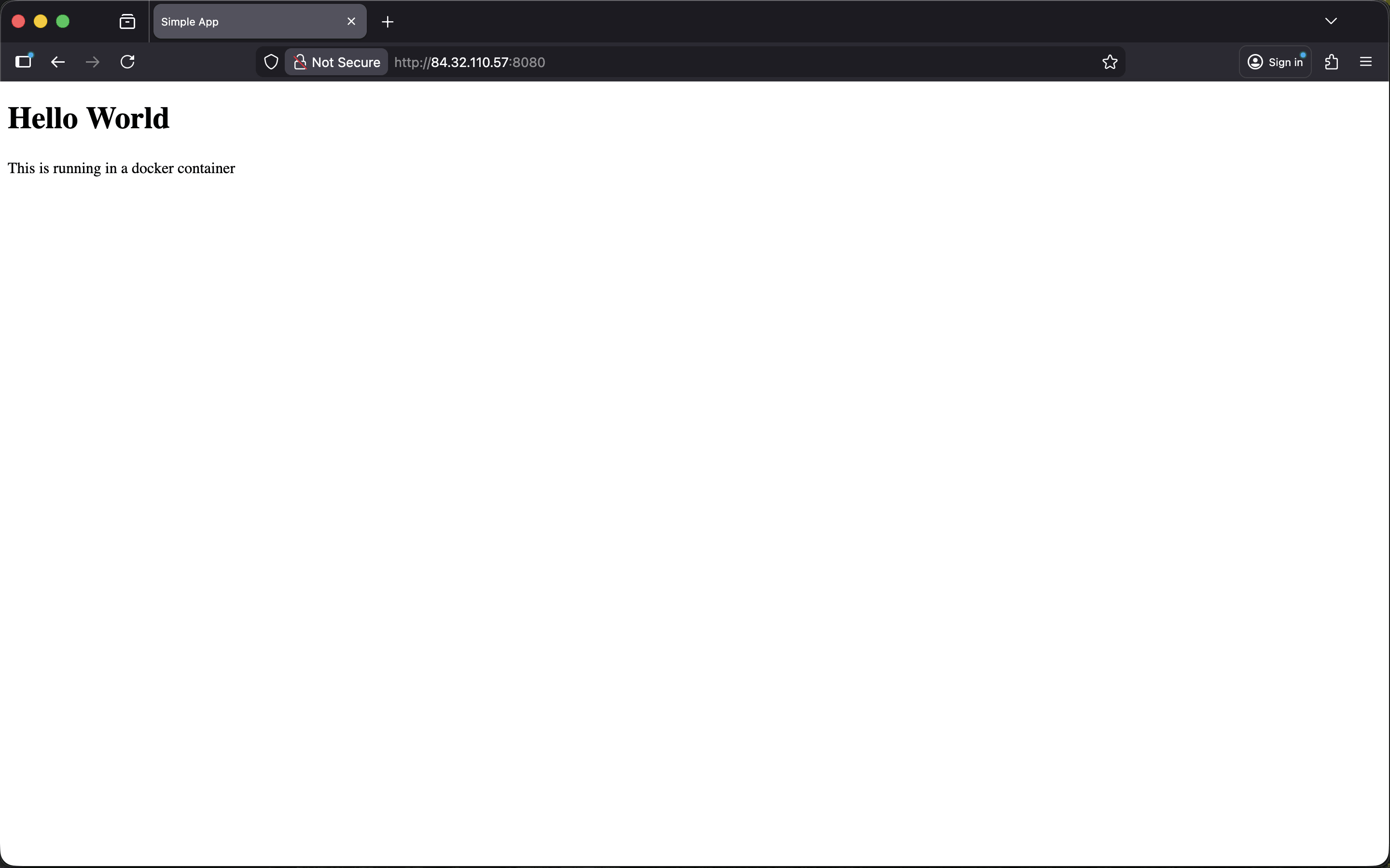 Sample web page displayed on web browser