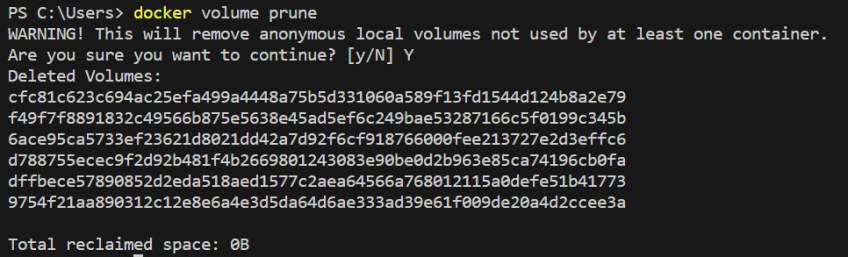 delete all Docker volumes