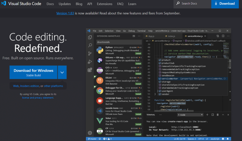 screenshot of Visual Studio Code tool for code editing
