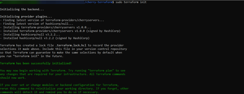Run the terraform init command