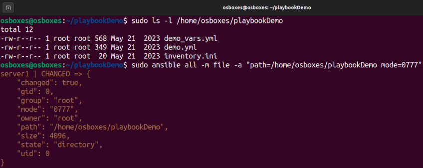 ansible change permissions of files