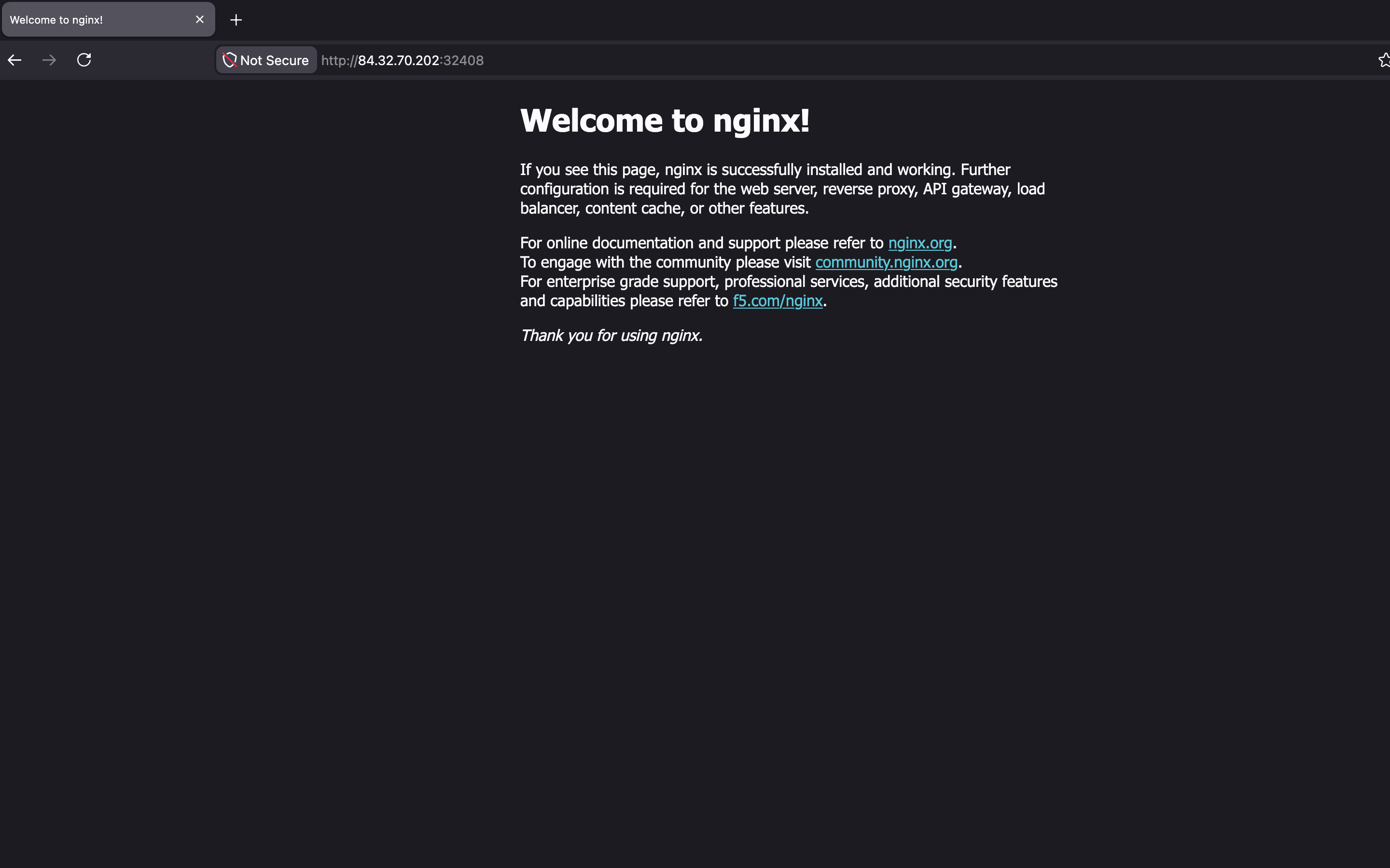 Welcome to Nginx page