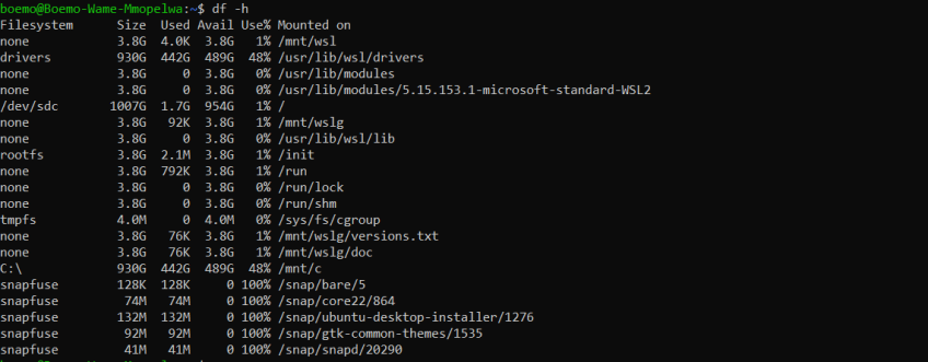 Disk space