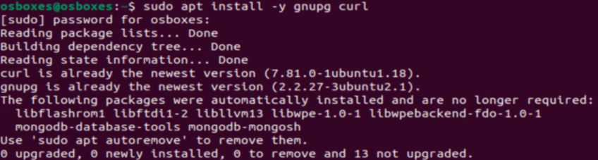 Install gnupg and curl