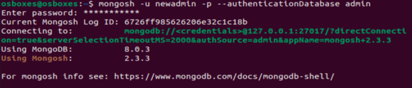 Login with new admin user